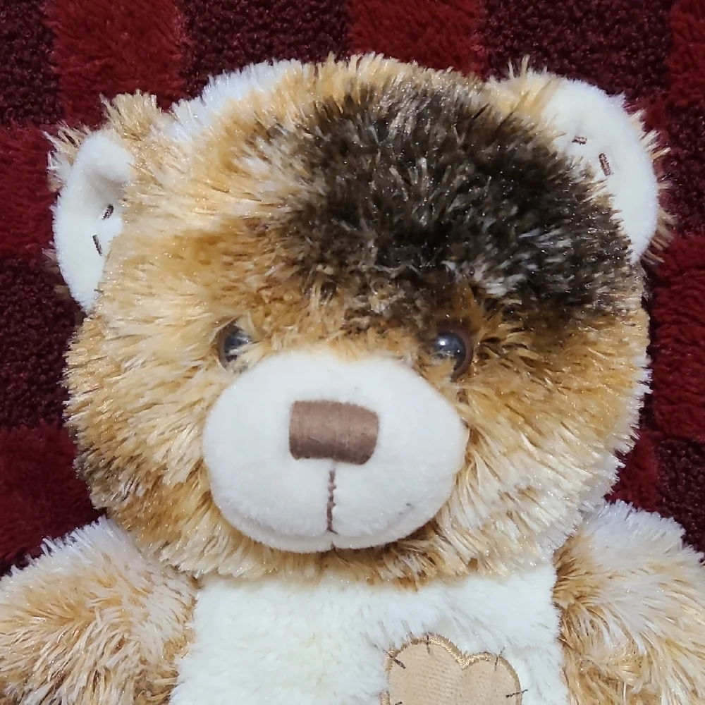 Build a Bear Calico Heart Patch Adorable Brown and Cream Teddy Bear Plush